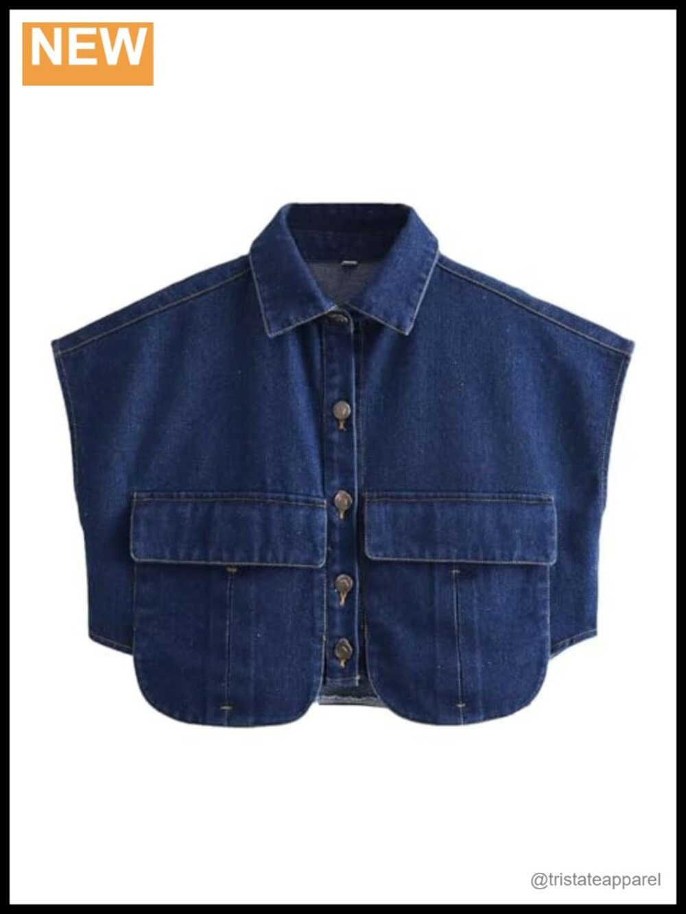 Women's Cropped Denim Button Down Shirt Sleeveless Collared Top Y2K Summer